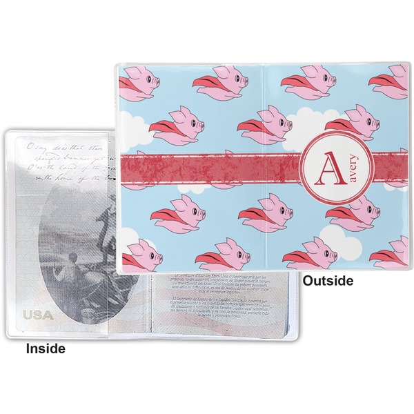 Flying Pigs Vinyl Passport Holder - Flat Front and Back