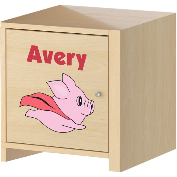 Flying Pigs Wall Graphic on Wooden Cabinet