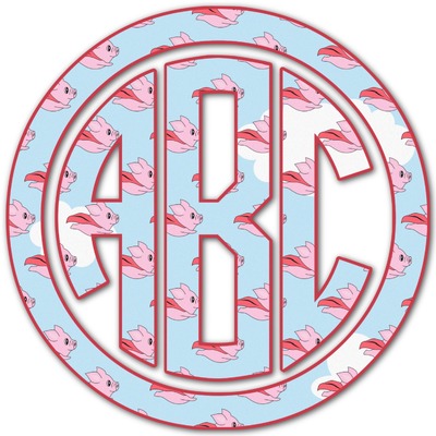 Flying Pigs Monogram Decal - Custom Sizes (Personalized)
