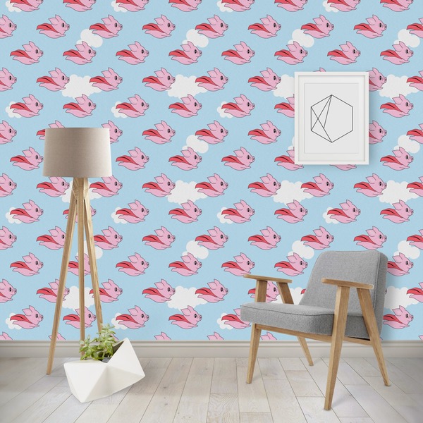 Custom Flying Pigs Wallpaper & Surface Covering (Water Activated - Removable)
