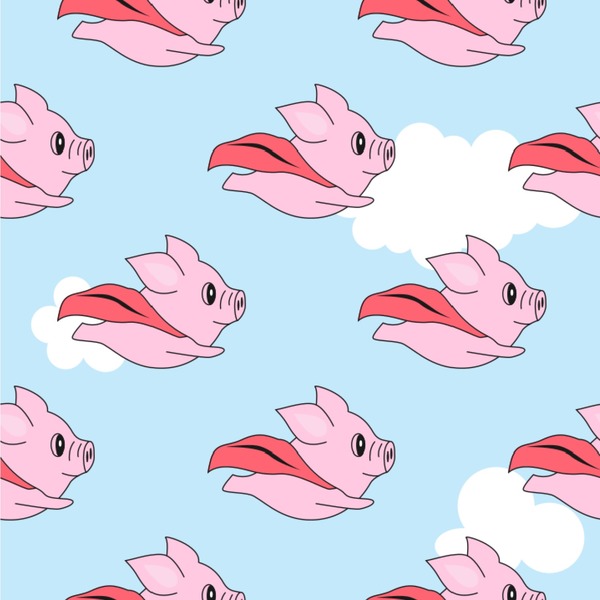 Custom Flying Pigs Wallpaper & Surface Covering (Water Activated 24"x 24" Sample)