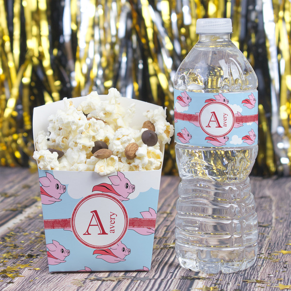 Flying Pigs Water Bottle Label - w/ Favor Box