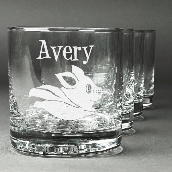 Custom Flying Pigs Whiskey Glasses (Set of 4) (Personalized)