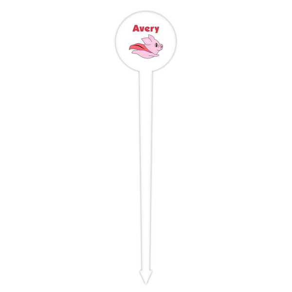 Flying Pigs White Plastic 4" Food Pick - Round - Single Pick