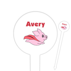 Flying Pigs 6" Round Plastic Food Picks - White - Single Sided (Personalized)