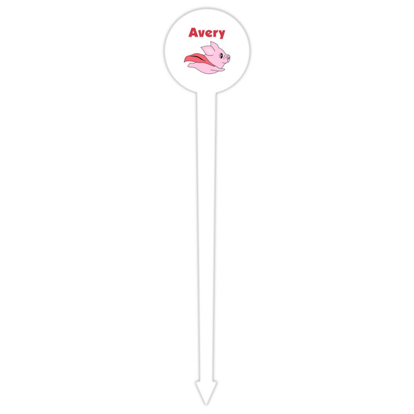 Flying Pigs White Plastic 6" Food Pick - Round - Single Pick