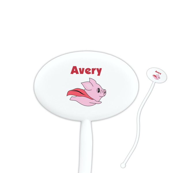 Custom Flying Pigs Oval Plastic Stir Sticks (Personalized)