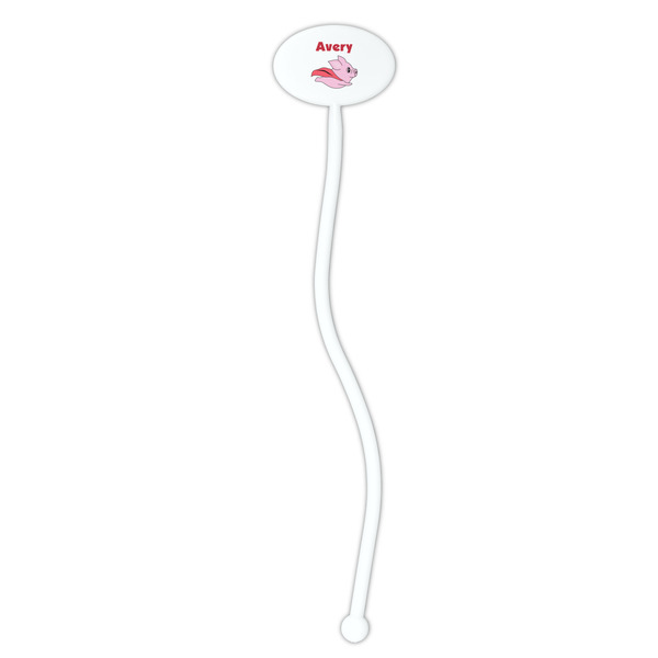 Flying Pigs White Plastic 7" Stir Stick - Oval - Single Stick