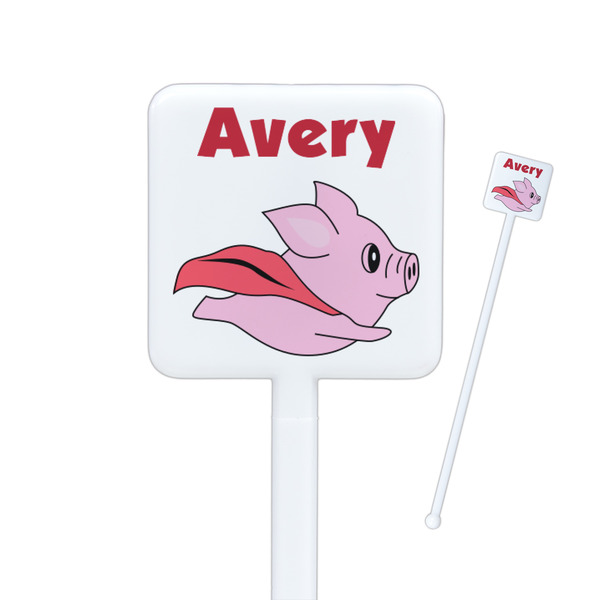 Custom Flying Pigs Square Plastic Stir Sticks (Personalized)
