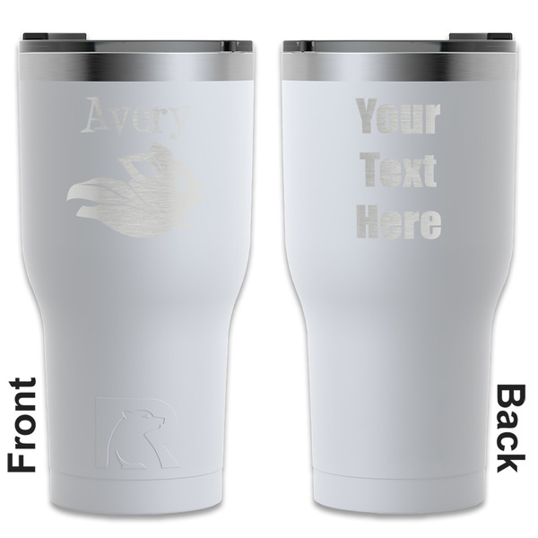 Custom Flying Pigs RTIC Tumbler - White - Engraved Front & Back (Personalized)