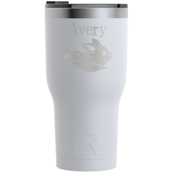 Custom Flying Pigs RTIC Tumbler - White - Engraved Front (Personalized)
