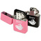 Flying Pigs Windproof Lighters - Black & Pink - Open