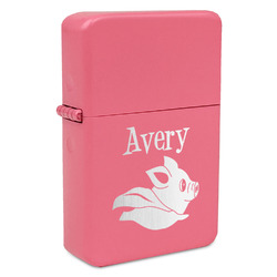 Flying Pigs Windproof Lighter - Pink - Double Sided & Lid Engraved (Personalized)