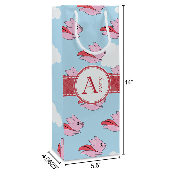 Flying Pigs Wine Gift Bag - Dimensions