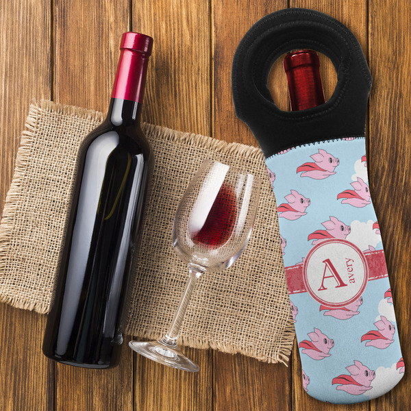 Flying Pigs Wine Tote Bag - FLATLAY