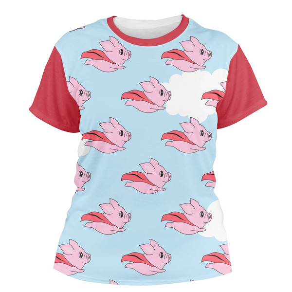 Custom Flying Pigs Women's Crew T-Shirt - X Large
