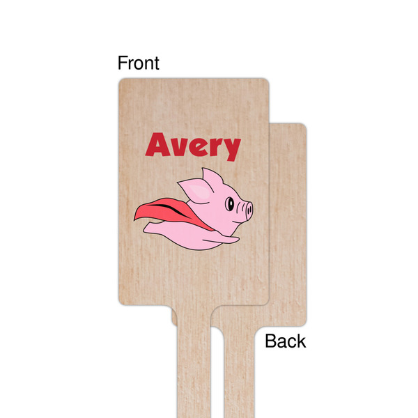 Flying Pigs Wooden 6.25" Stir Stick - Rectangular - Single - Front & Back