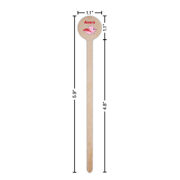 Flying Pigs Wooden 6" Stir Stick - Round - Dimensions