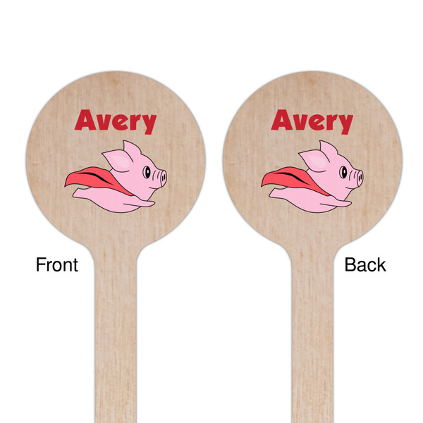 Flying Pigs Wooden 6" Stir Stick - Round - Double Sided - Front & Back