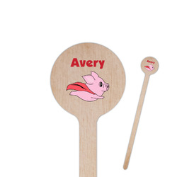 Flying Pigs 7.5" Round Wooden Stir Sticks - Double Sided (Personalized)