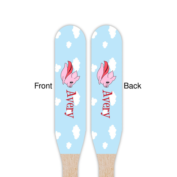 Flying Pigs Wooden Food Pick - Paddle - Double Sided - Front & Back