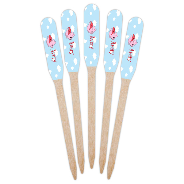 Flying Pigs Wooden Food Pick - Paddle - Fan View