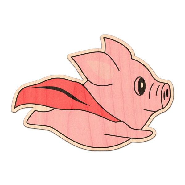 Custom Flying Pigs Genuine Maple or Cherry Wood Sticker