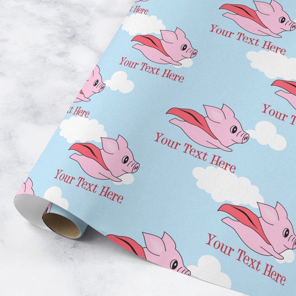 Custom Flying Pigs Wrapping Paper Roll - Medium - Matte (Personalized)