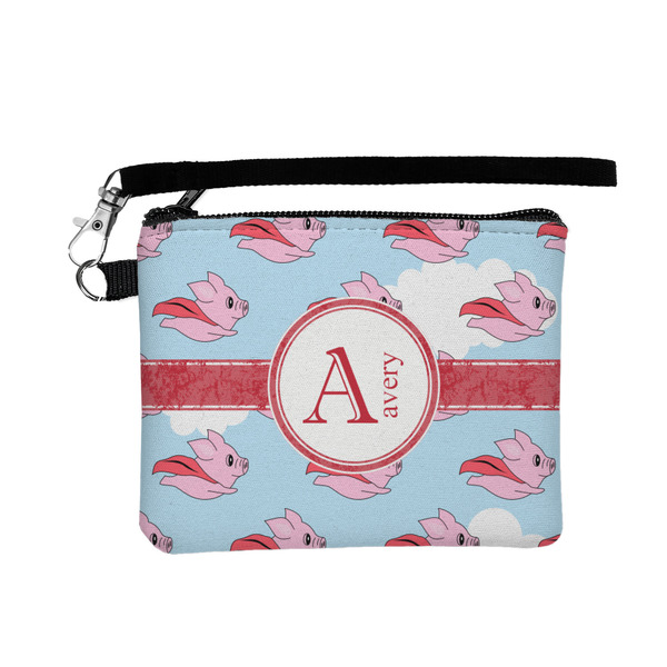 Custom Flying Pigs Wristlet ID Case w/ Name and Initial