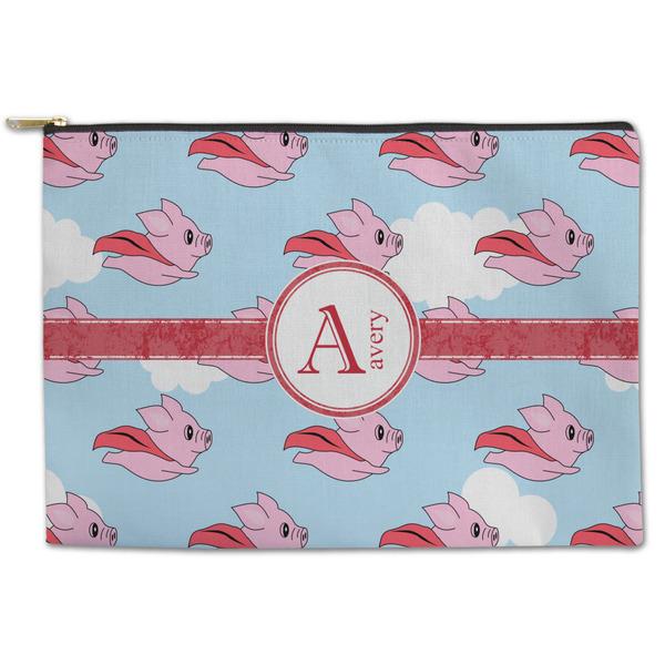 Custom Flying Pigs Zipper Pouch - Large - 12.5"x8.5" (Personalized)