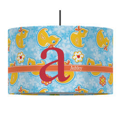 Rubber Duckies & Flowers 12" Drum Pendant Lamp - Fabric (Personalized)
