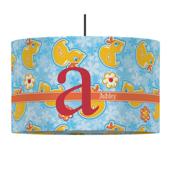 Custom Rubber Duckies & Flowers 12" Drum Pendant Lamp - Fabric (Personalized)