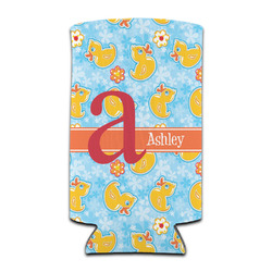 Rubber Duckies & Flowers Can Cooler (tall 12 oz) (Personalized)