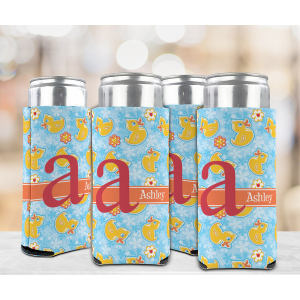 Rubber Duckies & Flowers 12oz Tall Can Sleeve - Set of 4 - LIFESTYLE