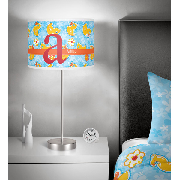 Rubber Duckies & Flowers 13 inch drum lamp shade - in room