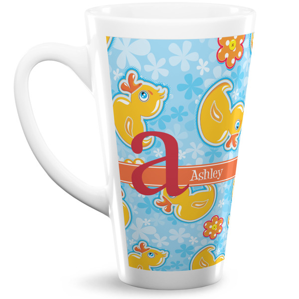Custom Rubber Duckies & Flowers Latte Mug (Personalized)
