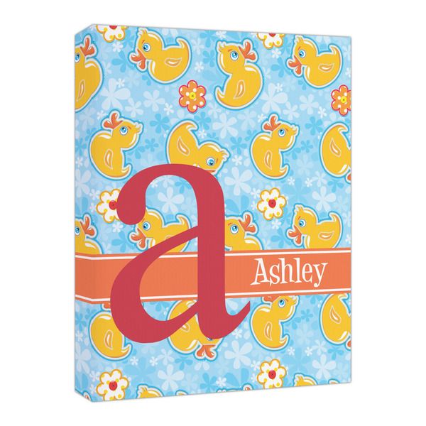 Custom Rubber Duckies & Flowers Canvas Print - 16x20 (Personalized)