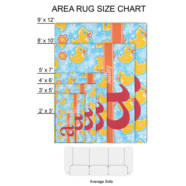 Rubber Duckies & Flowers 2'x3' Indoor Area Rugs - Size Chart