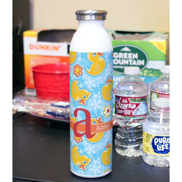 Rubber Duckies & Flowers 20oz Water Bottles - Full Print - In Context