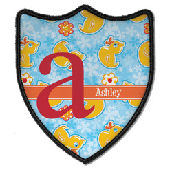 Rubber Duckies & Flowers Iron On Shield Patch B w/ Name and Initial