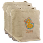 Rubber Duckies & Flowers Reusable Cotton Grocery Bags - Set of 3 (Personalized)
