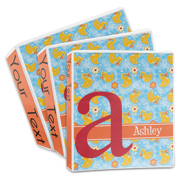 Custom Rubber Duckies & Flowers 3-Ring Binder (Personalized)
