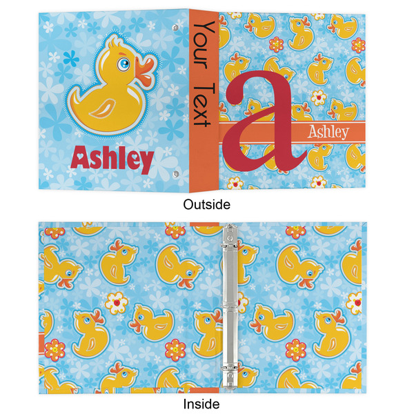 Rubber Duckies & Flowers 3 Ring Binders - Full Wrap - 1" - APPROVAL