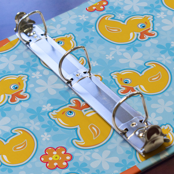 Rubber Duckies & Flowers 3 Ring Binders - Full Wrap - 1" - DETAIL