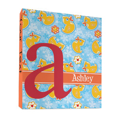 Rubber Duckies & Flowers 3 Ring Binder - Full Wrap - 1" (Personalized)