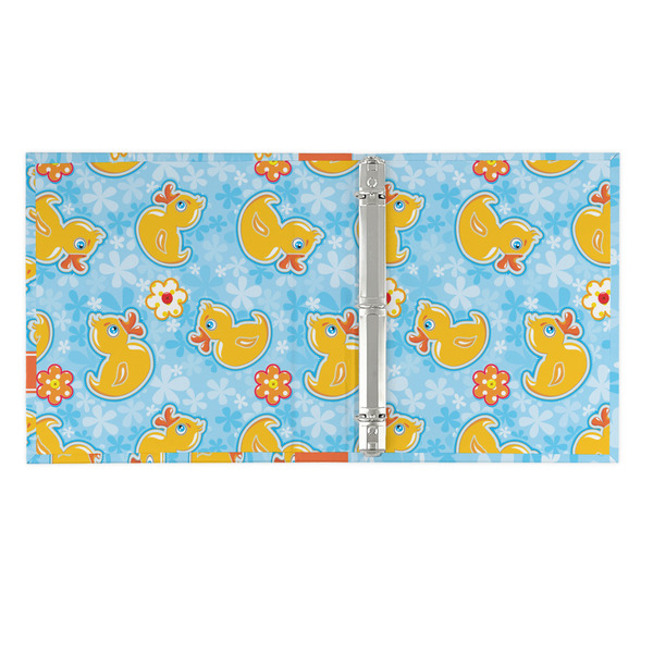 Rubber Duckies & Flowers 3 Ring Binders - Full Wrap - 1" - OPEN INSIDE