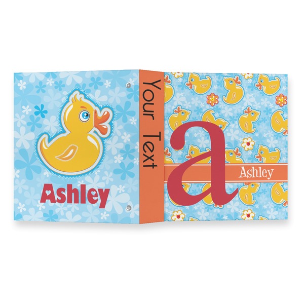 Rubber Duckies & Flowers 3 Ring Binders - Full Wrap - 1" - OPEN OUTSIDE