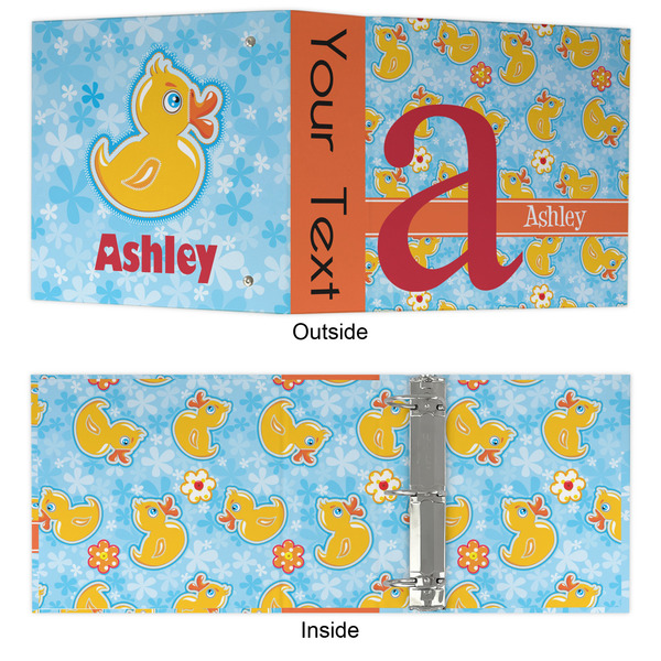 Rubber Duckies & Flowers 3 Ring Binders - Full Wrap - 3" - APPROVAL