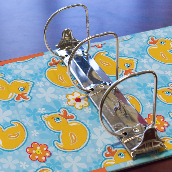 Rubber Duckies & Flowers 3 Ring Binders - Full Wrap - 3" - DETAIL