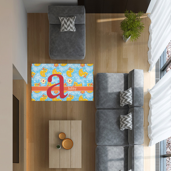 Rubber Duckies & Flowers 3'x5' Indoor Area Rugs - IN CONTEXT